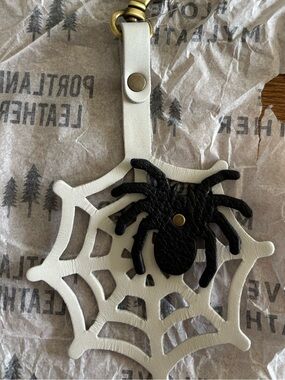 Portland Leather White Spiderweb exclusive Halloween Keychain